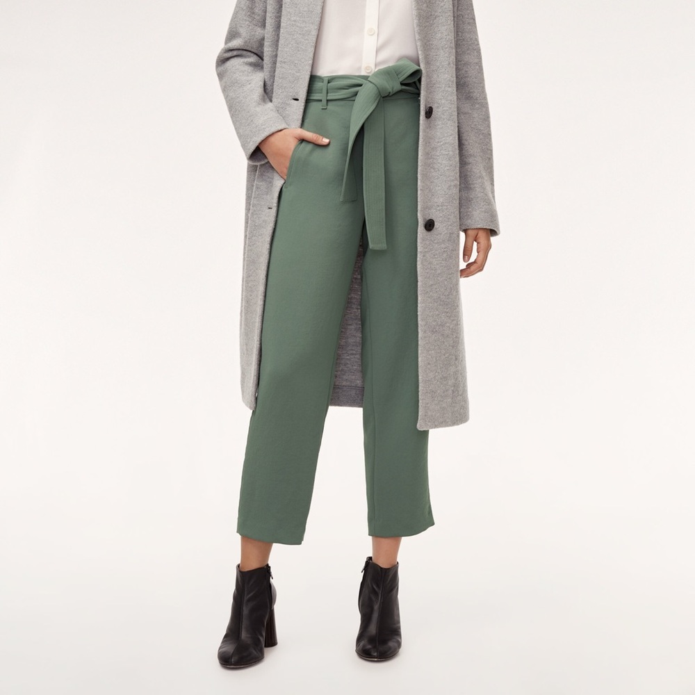 Aritzia Tie Front Pant in light olive green (0)